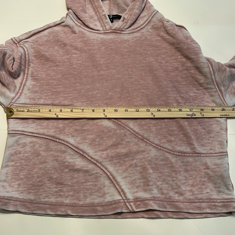 7 For All Mankind Women's Dusty Pink Cropped Hoodie Size M - Picture 4 of 10